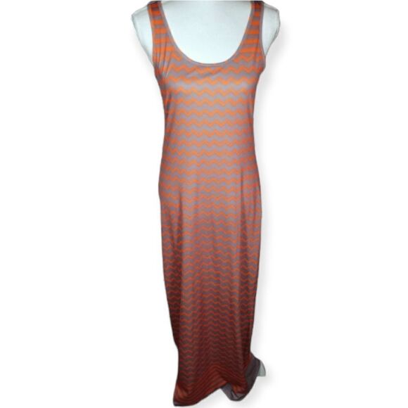 BAR III GRAY & ORANGE STRIPE MAXI DRESS SZ.S EUC - Picture 1 of 8
